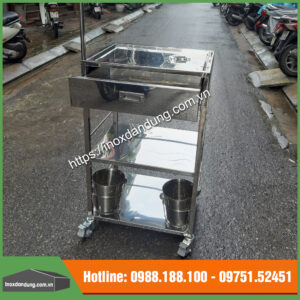 Xe đẩy tiêm bệnh viện, phòng khám inox