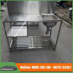 Kệ để bếp ga inox công nghiệp có chậu rửa
