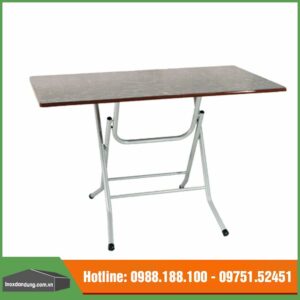 Bàn inox mặt gỗ hình chữ nhật