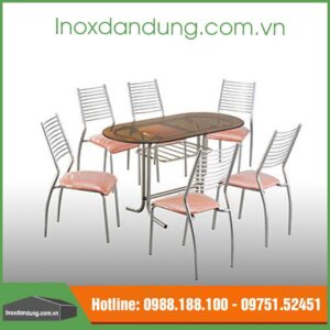 Bộ bàn ghế mặt kính hột xoài