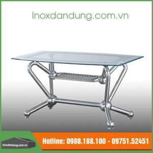 Bàn inox cố định mặt kiếng 5