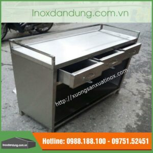 Bàn tủ ngăn kéo inox
