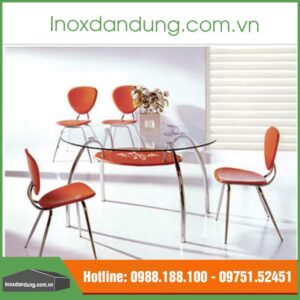 Bộ bàn ghế PA70 - D215 kính cường lực