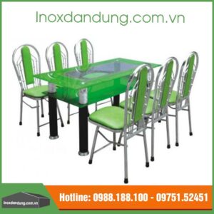 Bộ bàn ghế inox phòng ăn - 3022