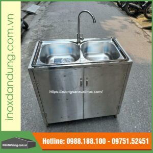 Bộ chậu tủ inox có cánh cửa