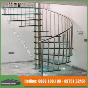 Cầu thang kính inox chuyên nghiệp