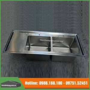 Chậu 2 hố inox có bàn làm theo yêu cầu