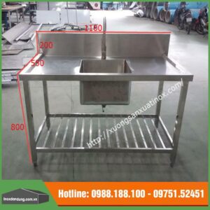 Chậu inox 1 hố 2 bàn