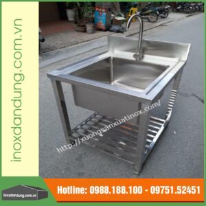 Chậu rửa inox 1 hố có sàn đẹp