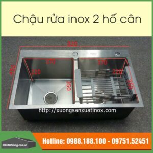 Chậu rửa inox 2 hố cân