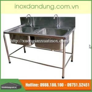 Chậu rửa inox 2 hố có bàn