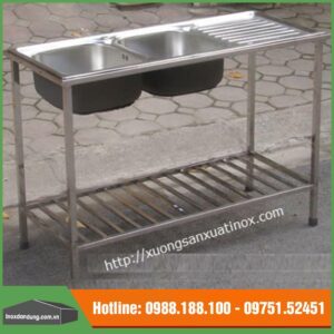Chậu rửa inox 2 hố có bàn to