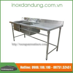 Chậu rửa inox 2 hố liền