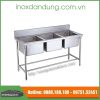 Chau rua inox 3 ho nha hang | Inox dân dụng Toán Huệ