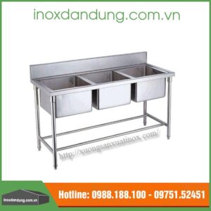 Chậu rủa inox 3 hố nhà hàng