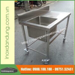 Chau rua inox cong nghiep co banh | Inox dân dụng Toán Huệ