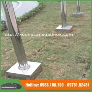 Đế cột cờ inox cao 8 mét cố định ngoài trời