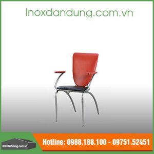 Ghế dựa inox cố định mặt nệm simili có tay