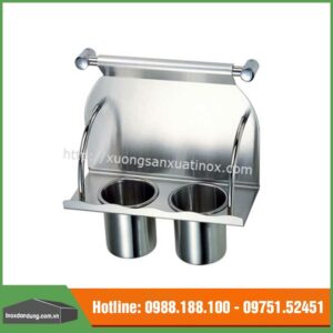 Giỏ đũa 2 hố Inox treo