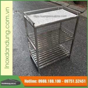 Kệ inox 3 tầng có mặt đá