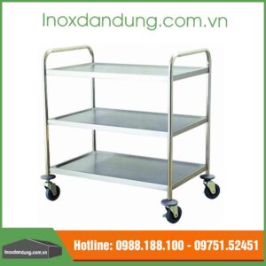 Kệ inox cỡ lớn 3 tầng có bánh xe