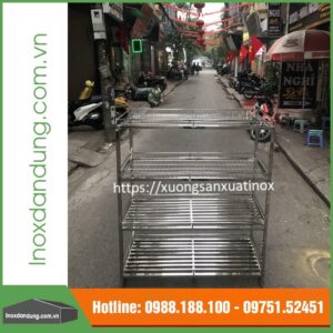 Kệ inox để bát đĩa 4 tầng