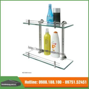 Kệ kính inox nhà vệ sinh 2 tầng
