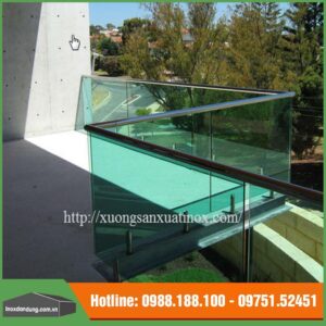 Lan can inox kính cường lực