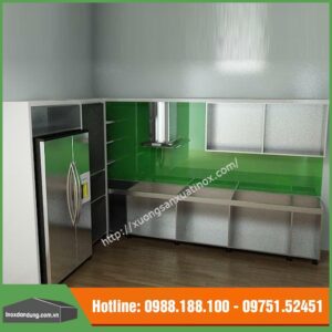 Mẫu tủ bếp inox chữ L