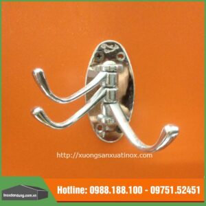 Móc 3 đúc inox treo tường