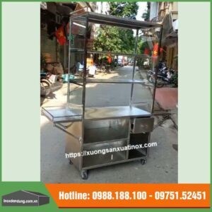 Tủ bán hàng inox có bánh xe