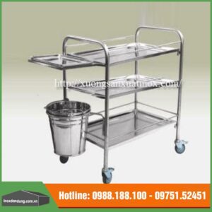 Xe đẩy inox bệnh viện 3 tầng