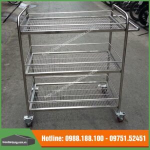 Xe đẩy lan thoáng inox 3 tầng