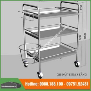 Xe tiêm inox 3 tầng