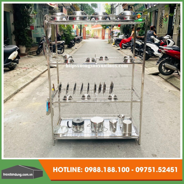 Kệ bát đĩa inox 4 tầng