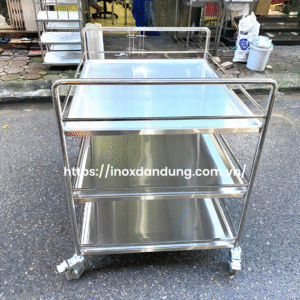Xe đẩy inox 3 tầng y tế