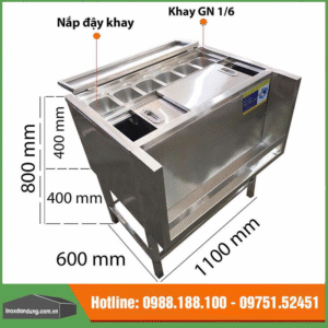 Thùng đá inox có chân khay topping