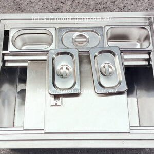 Thùng đá inox có 3 khay topping inox 201