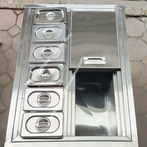 Thùng đá inox có khay topping