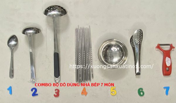 combo bo do dung nha bep 7 mon | Inox dân dụng Toán Huệ