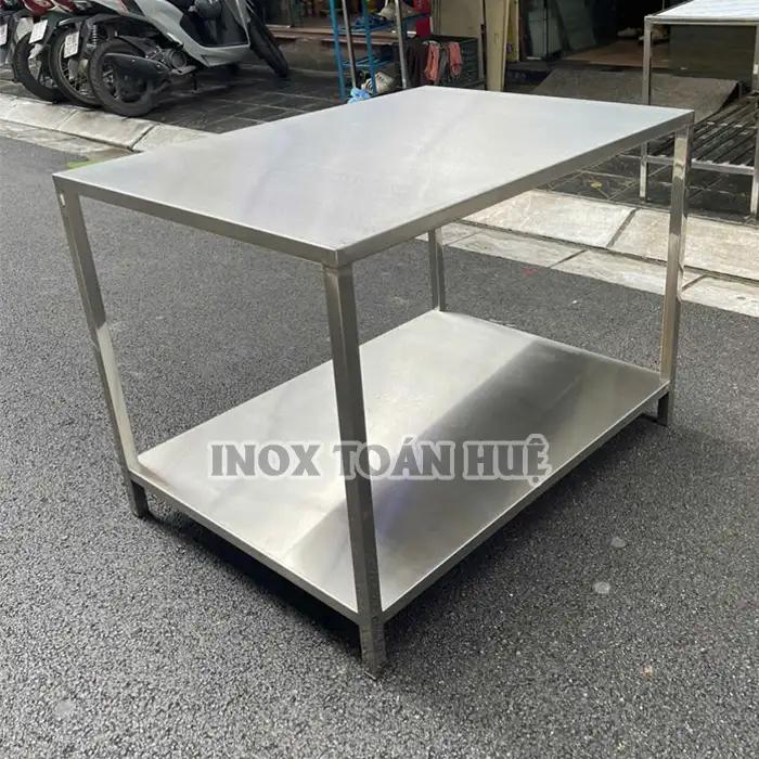 Kệ inox 2 tầng nhà bếp 15 Mặt bên của kệ inox 2 tầng nhà bếp
