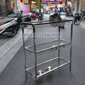 ke inox 3 tang co chan 1 | Inox dân dụng Toán Huệ