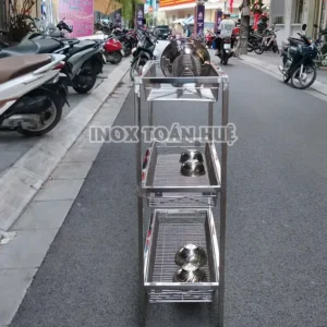 ke inox 3 tang co chan 2 | Inox dân dụng Toán Huệ