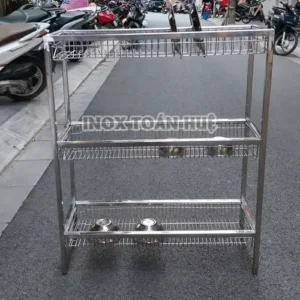 ke inox 3 tang co chan 4 | Inox dân dụng Toán Huệ