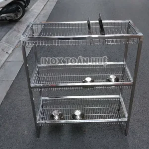 ke inox 3 tang co chan 5 | Inox dân dụng Toán Huệ